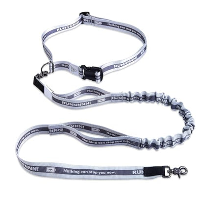 Hands Free Dog Leash with Waist Belt Lifetime Replacement, Dual Handle Bungee Leash for Running, Jogging, Hiking and Walking, for Medium and Large Dogs 5318 - color: Grey