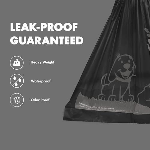 GORILLA SUPPLY Dog Poop Waste Bags with Dispenser and Leash Tie, 9" x 13", Black, 1000 Count - color: Black