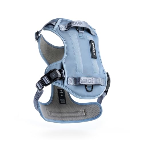 Fei & Eve MagEase 3-Second Magnetic Dog Harness | No-Pull Tactical Vest | Quick-Connect MOLLE w/3 Leash Clips | Military-Grade 900D Nylon | Adjustable w/Handle (Small, Blue) - color: Blue, size: S