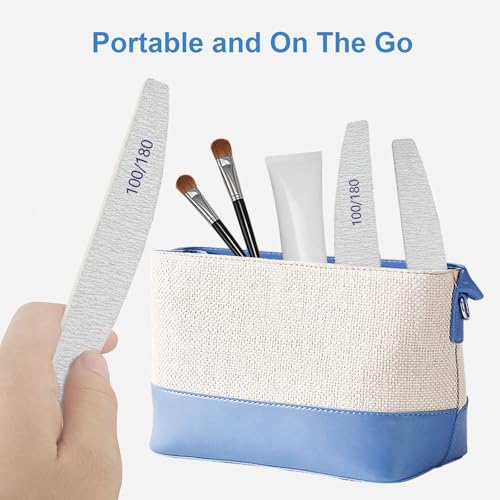 Nail Files (100 Pack), 100/180 Grit Wooden Emery Board Nail File Double Sided Wood Emory Fingernail Files for Natural Nails Professional Reusable Manicure Pedicure Curved