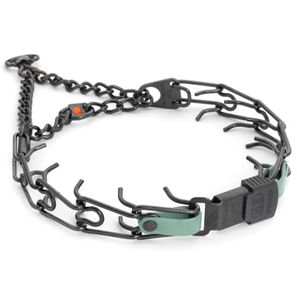 Herm Sprenger Black Stainless Steel Dog Collar with Quick Release ClicLock Buckle and Biothane Insert Training Collar Made in Germany (Sage Green, 23in x 3.2mm(Neck Size up to19-20in)) - color: Sage Green, size: 23in x 3.2mm(neck size up to19-20in)