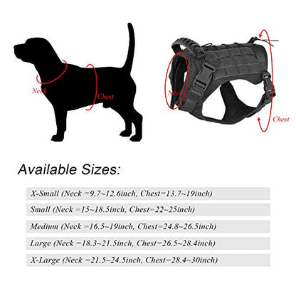 Tactical Service Dog Vest Harness for Medium Large Dog, Military K9 Training Dog Vest with Molle and Loop Panels Adjustable Tactical Harnesses with Handle (M, Black) - color: Black, size: Medium (Pack of 1)