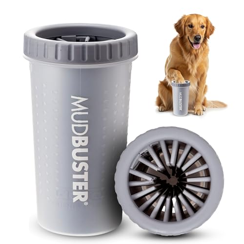 Dexas MudBuster Portable Dog Paw Cleaner, Premium Quality Large Gray Pet Accessory - color: Light Gray, size: Large without Lid