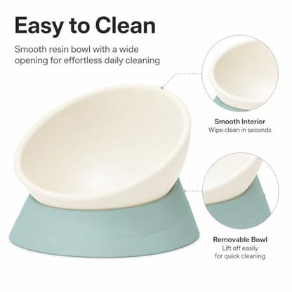 DZXZY French Bulldog Food Bowl, Slanted Tilted Pug Dog Bowl,Non-Slip Pet Feeder for Frenchie, Shih Tzu, Flat Faced Small Dogs, Puppies,Cat(Green, M -2 Cup) - color: Green, size: M -2 Cup