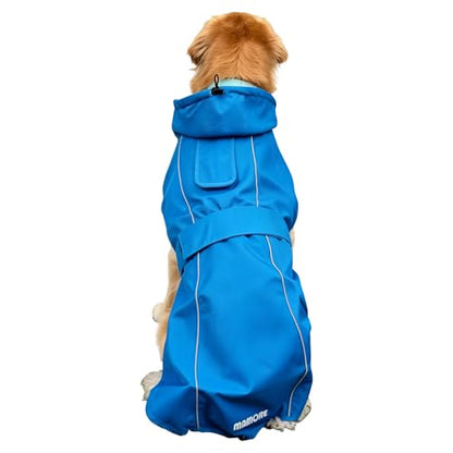 Waterproof Dog Raincoat, Adjustable Lightweight Dog Rain Jacket with Reflective Strip Leash Hole for Small Medium Large Dogs (Blue, Medium(13-22lb)) - color: Blue, size: Medium(13-22lb)