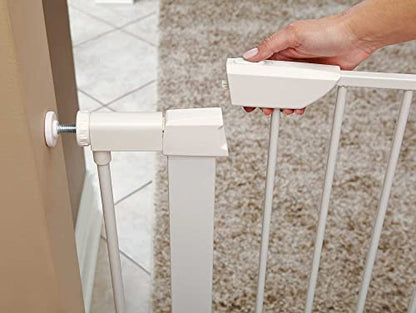Midwest 39" Steel Walk-Thru Dog Gate, White | Pressure Mounted, Expands 29.5"- 38" Wide, Auto-Close Door, Spring-Loaded Latch, Includes Two 3" Extensions - color: White, size: 39-Inch