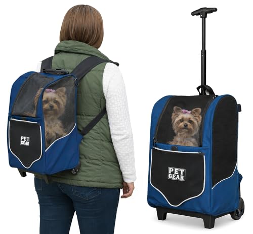 Pet Gear I-GO2 Roller Backpack, Medium Sport, Twilight | Travel Carrier, Car Seat for Cats/Dogs, Mesh Ventilation, Telescoping Handle, Storage Pouch, Included Tether - color: Twilight, size: Medium - Sport