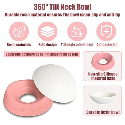 French Bulldog Food Bowl- Slanted Tilted Pug Food Water Bowl,Cat Bowl- Feeder for Frenchie/Shih Tzu/Flat Faced Small Dogs/Puppies/Cats (Pink, 4 Cup) - color: Pink, size: 4 Cup
