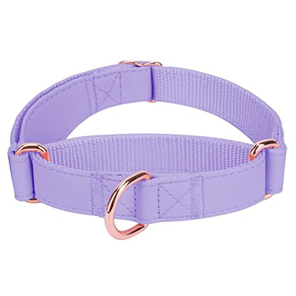 Soft Leather Martingale Dog Collar - Adjustable Rose Gold Limited Slip Collars [Easy to Clean], Stylish Durable Heavy Duty Nylon No Pull Training Collar for Small Medium Large Dogs S Purple - color: Purple, size: S (Neck 10"-15", Width 4/5")