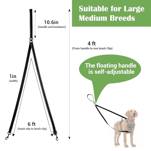 Two Point Control Dog Leash for No Pull Training - Reflective Training Leash for Dogs that Pull with Swivel Clip - Anti Pull Dog Harness for Medium Large Dogs