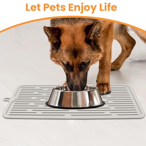 Ptlom Pet Placemat for Dog and Cat, Anti-Slip Waterproof Dogs Feeding Mat Prevent Food and Water Overflow, Bowl Mats Suitable for Medium and Small Pets, Cream, Silicone - color: Cream