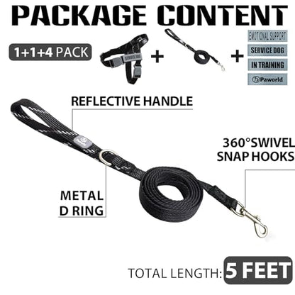 Service Dog Harness and Leash Set, No-Pull Service Dog Vest with 4 PCS Reflective Patches, Dog Vest Harness with Handle, Pet Harness for Small Medium Large Dogs in Training (Black, S) - color: Black (Leash + Harness + 4 Patches), size: Small (Chest: 19-25