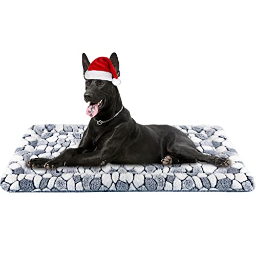 VANKEAN Dog Crate Pad Bed Mat Reversible (Warm & Cool), Soft Pet Sleeping Mat Dog Bed for Crate Suitable for Small to XX-Large Dogs and Cats, Machine Washable Crate Beds, Grey Stone Pattern - size: XX-Large