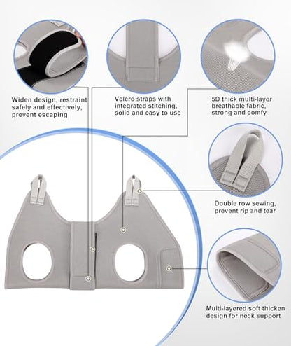 Kkiimatt Dog Grooming Hammock Harness, M Size Grooming Sling Restraint for Nail Trim, Silver Gray Holder Hanger for Grooming with Thick Neck Support - size: M (45 LB Max) Silver Grey 8-15in