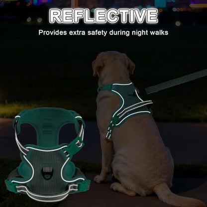 BEAUTYZOO No Pull Dog Harness, Adjustable Dog Harness and Leash Set -Easy Wearing with 3 Buckles/Control Handle,No Choke Soft Padded Reflective Pet Vest for Training Walking Hiking,Solid Aqua Blue XL - color: Solid Aqua Blue, size: XL: chest 22"-44"