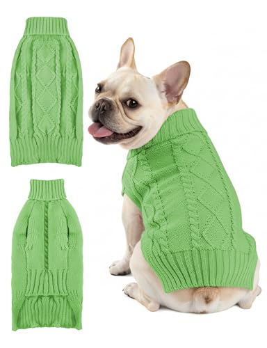 Dog Sweaters for Small Medium Large Dogs Cats, Soft Warm Turtleneck Pullover Solid Cable Knit Fleece Stretch Pet Clothes,Classic Fuzzy Coat for Puppy Girl Boys for Fall Winter Cold Weather