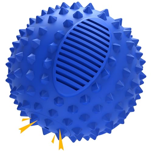 petizer 3" Squeaky Dog Balls for Aggressive Chewers, Durable Interactive Spiky Ball for Teething, Indestructible Rubber Dog Chew Toys, Tough Pet Toys for Small, Medium & Large Breeds - color: Blue, size: 3" (Small Dog)