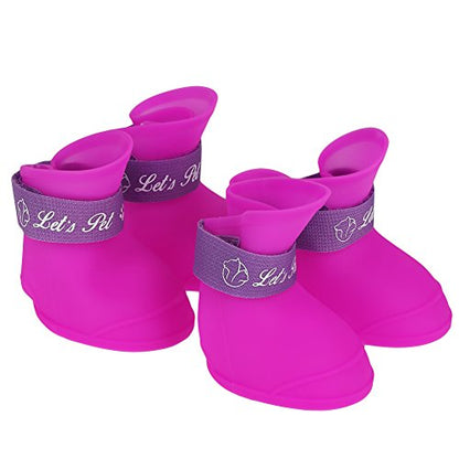 FILFEEL Pet Rain Shoes, Silicone Dog Cute Boots Anti-Slip Protective (L Color)