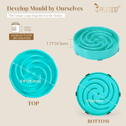 JASGOOD Slow Feeder Dogs Bowl for Large Medium Dogs,Anti-Gulping Pet Slower Food Feeding Bowls Stop Bloat,Preventing Choking - color: B-Sky Blue