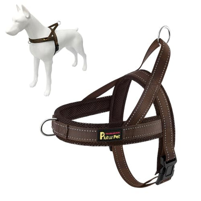 Plutus Pet No Pull Dog Harness with Breathable Mesh Padded, Adjustable Reflective Escape Proof Dog Harness, Quick Fit Dog Vest Harness for Small Medium Large Dogs(XS, Chocolate) - color: Chocolate, size: XS: chest 13.8"-17.3"