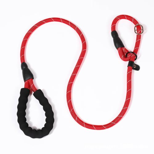 6 FT Rope Dog Leash Shock-Absorbing - Padded Handle and Sliding Metal Buckle, Adjustable Heavy-Duty Reflective Rope for Walking Medium Large Dogs (Red) - color: Red