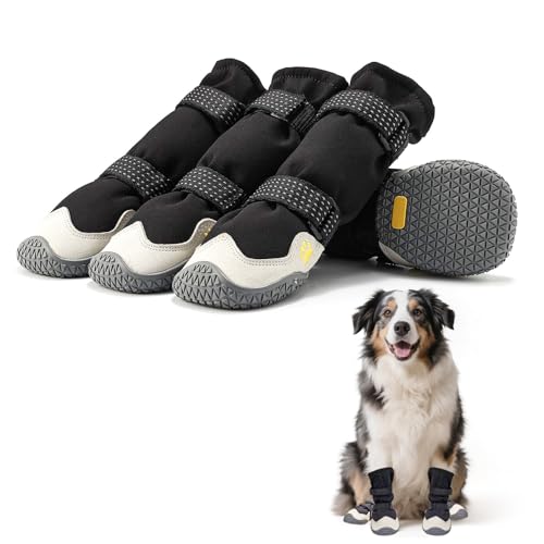 Dog Boots for Small to Large Breed, Waterproof Paw Protectors Anti-Slip Dog Winter Shoes with Adjustable Straps, Size 5 - size: Size 5
