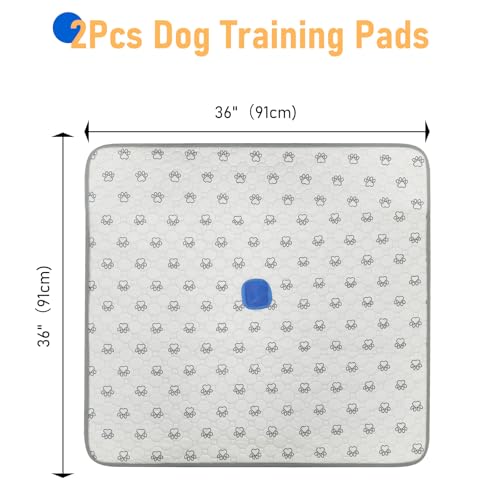 2Pack Washable Pee Pads for Dogs, Reusable Puppy Pads Pet Training Pads with Activated Carbon Pheromone Attraction Targets, Waterproof & Non-Slip Dog Pee Pads for Housebreaking (36"x36") - size: 36"x36" (Pack of 2)