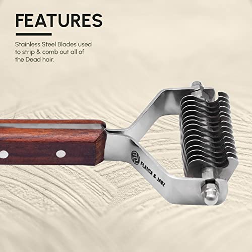 Flamia & Jabz Undercoat Rake for Dogs & Cats, Dematting Grooming Stripper Tool (14 Blades) - size: 14 Blades