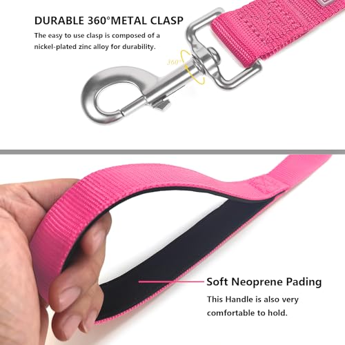 Basic Dog Leashes 6 FT Padded Handle Nylon Dogs Leashes for Small Dogs Hot Pink - color: Hot Pink, size: Small : 5/8" x 6 FT