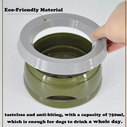 Love Dream No Spill Dog Water Bowl, No Drip Dog Slow Water Feeder No Slip Vehicle Carried Pet Water Dispenser 25 oz with Floating Disk Slow Drinking Bowl for Dogs Cats (Army Green) - color: Army Green