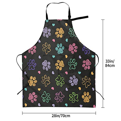 Dog or Paw Apron - 33" x 28" Large with 26" Waist Ties, Lightweight, with 2 Pockets for Your Cooking Essentials - style: Dog Animal Paws