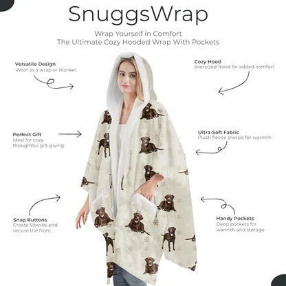 E&S Pets Sherpa Wearable Blanket Hoodie for Women – Soft Fleece Snuggs Wrap – 32 Dog & Cat Breeds – Warm Pet Lover Gifts - color: Labrador Chocolate