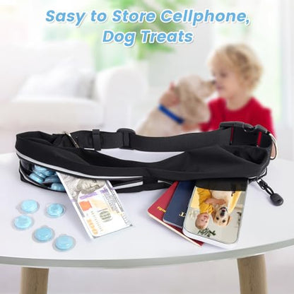 Caudblor Waist Leash for Medium Large Dog Walking, Bungee Hands Free Leash with Zipper Pouch, Around The Waist No Pull Running Dog Belt, Padded Handle Jogging No Hands Heavy Duty - color: Blue