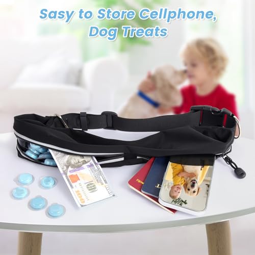 Caudblor Waist Leash for Medium Large Dog Walking, Bungee Hands Free Leash with Zipper Pouch, Around The Waist No Pull Running Dog Belt, Padded Handle Jogging No Hands Heavy Duty - color: Blue