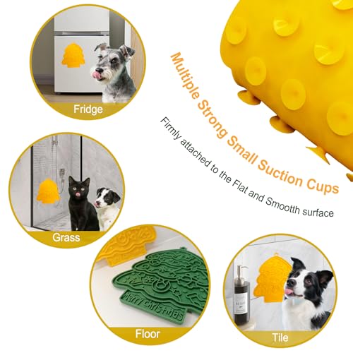 Lick Mat Slow Feeder 2PCS for Cats & Small Medium Dogs with Suction Cups,Freezer Safe,Fun Enrichment Toys for Anxiety Relief Boredom,Pets Bathing Grooming Training(Red+Green)