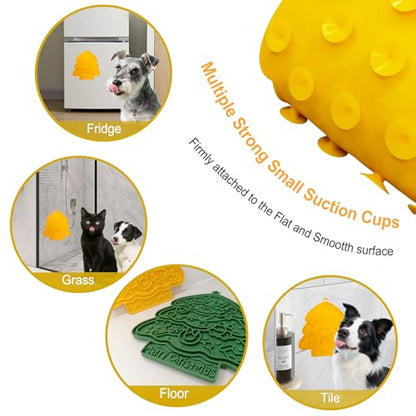 Lick Mat Slow Feeder 2PCS for Cats & Small Medium Dogs with Suction Cups,Freezer Safe,Fun Enrichment Toys for Anxiety Relief Boredom,Pets Bathing Grooming Training(Red+Green)