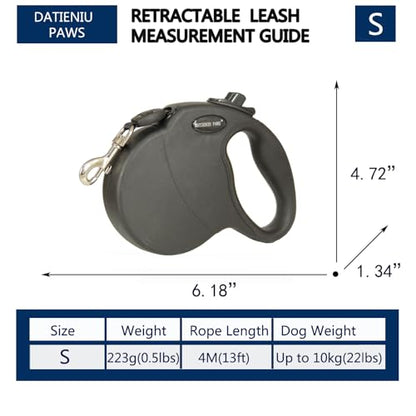 13FT Retractable Dog Leash for Small Dogs up to 22lbs with Chew Proof Steel Wire Extender, Lightweight, Durable & Safe Walking Solution Black S - color: Black, size: Small