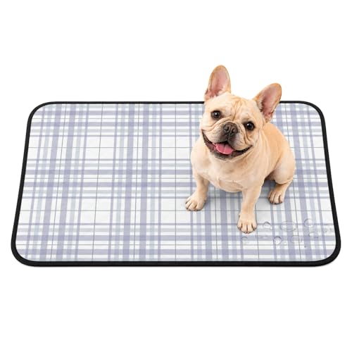 Washable Pee Pads for Dogs, Buffalo Plaid Waterproof Reusable Puppy Pads, Lavender Lilac Farmhouse Minimalist Striped Absorbent Non-Slip Dog Training Pads for Potty, Crates, Whelping, M 24 x 18 - color: Purple, Lilac, White, size: Medium-24x18 Inch