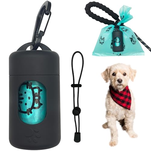 Dog Poop Bag Dispenser for Leash with Snap Clip, Skin-friendly Texture Waste Bag Holder for Dog Walks and Cats, Pets Litter Bag Container, Indoor & Outdoor Use (Black, 1) - color: Black, size: 15 Count (Pack of 1)