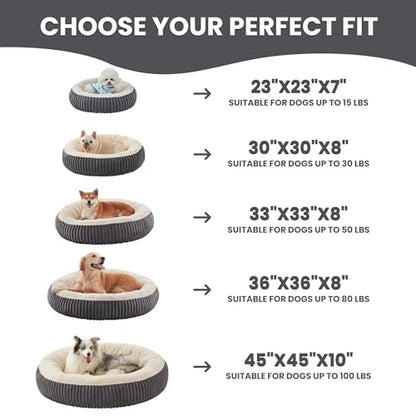 45 inches Donut Dog Bed for Extra Large Dogs,Calming Round Pet Bed with Removable Cover, Washable Milk Plush Faux Fur, Fits Pets up to 100 lbs(Charcoal,XL) - color: Charcoal, size: 45.0"L x45.0"W x10"Th