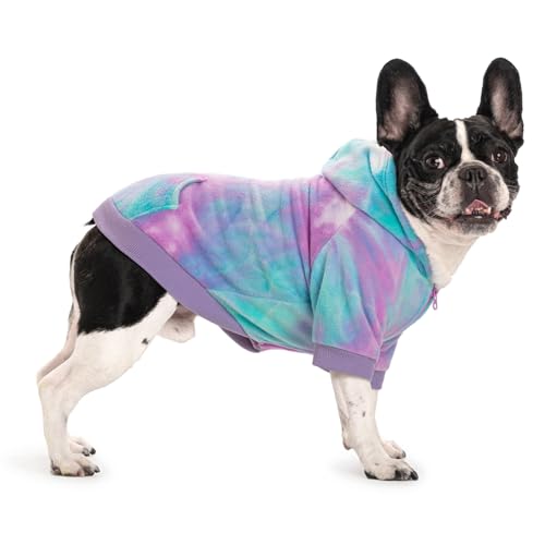 French Bulldog Clothes Dog Hoodie Sweatshirts with Pockets for Small Dogs Puppy Chihuahua Coat Clothing Pet Cat Hoodie Fleece Dog Sweaters Costume - color: Purple +Green, size: M