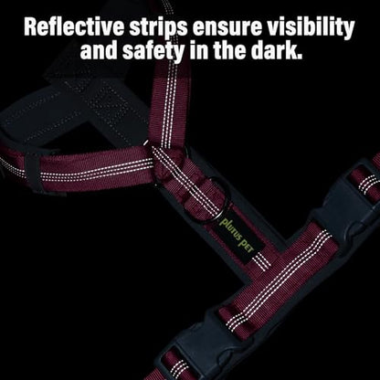 Plutus Pet No Pull Dog Harness, Adjustable Nylon Harness with Soft Padding, Reflective and Heavy Duty Dog Harness for Small, Medium, Large Dogs(Hot Pink, L) - color: Hot Pink, size: L