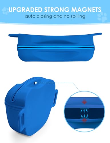 heouvo Dog Treat Pouch with Training Clicker, Upgrade Stronger Magnetic Closure to Avoid Spilling, 1.67 Cup Silicone Treat Bag Fanny Pack with Waist Belt for Pet Training Walking (Blue) - color: Blue