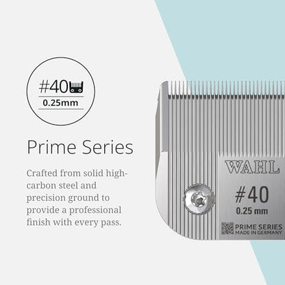 Wahl Pro Animal Prime Series Blades - Professional Fine Tooth Pet Clipper for Horse, Cat & Dog Grooming - Made from High-Carbon Steel - #40, 0.25mm - size: #40