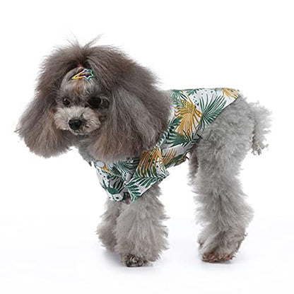 Tangpan Summer Pet Daisy Hawaiian Beach Plaid Print Shirts Clothes for Dog S05 White M - color: Z White, size: Medium