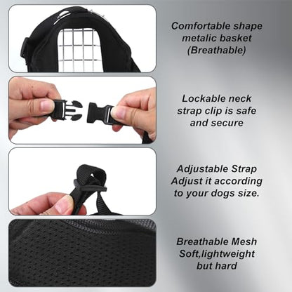 Dog Muzzle Adjustable Durable Metal Wire Basket for Large (M) - size: M