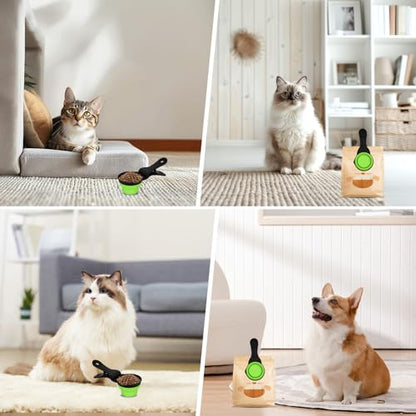 Collapsible Dog Food Scoop Foldable Pet Food Bag Clip 3 in 1 Multi-function Silicone Cat Food Measuring Cup Scoop Dog Food Scooper Pet Food Storage Clip (Green, 1/2 Cup Capacity(1 Pack)) - color: Green, size: 1/2 Cup Capacity(1 Pack)