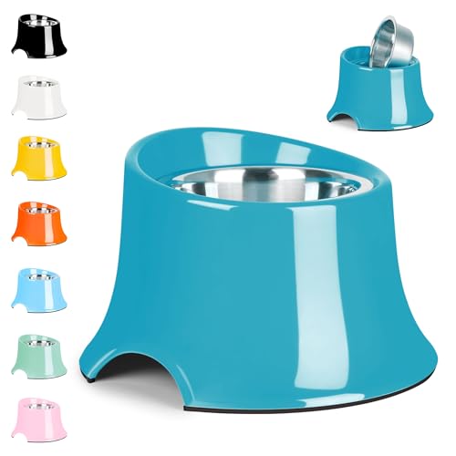 Tilted Elevated Dog Bowls Non-Slip & Non-Spill Pet Feeder with Elevated Detachable Melamine Stand, High Capacity Tilted Dog Bowl for Medium Small Size Dogs M/2 Cup Grass Blue - color: Grass Blue, size: M/2 Cup