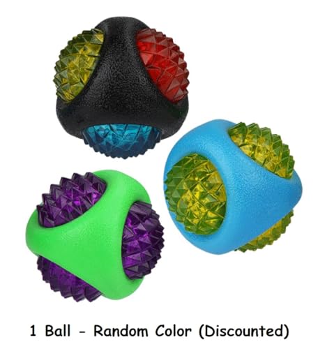 Dog Dental Lighted Translucent Rubber Diamond Balls 3 inch Small to Medium Canines (One Discounted Ball - Random Color) - color: One Discounted Ball - Random Color