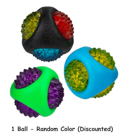 Dog Dental Lighted Translucent Rubber Diamond Balls 3 inch Small to Medium Canines (One Discounted Ball - Random Color) - color: One Discounted Ball - Random Color